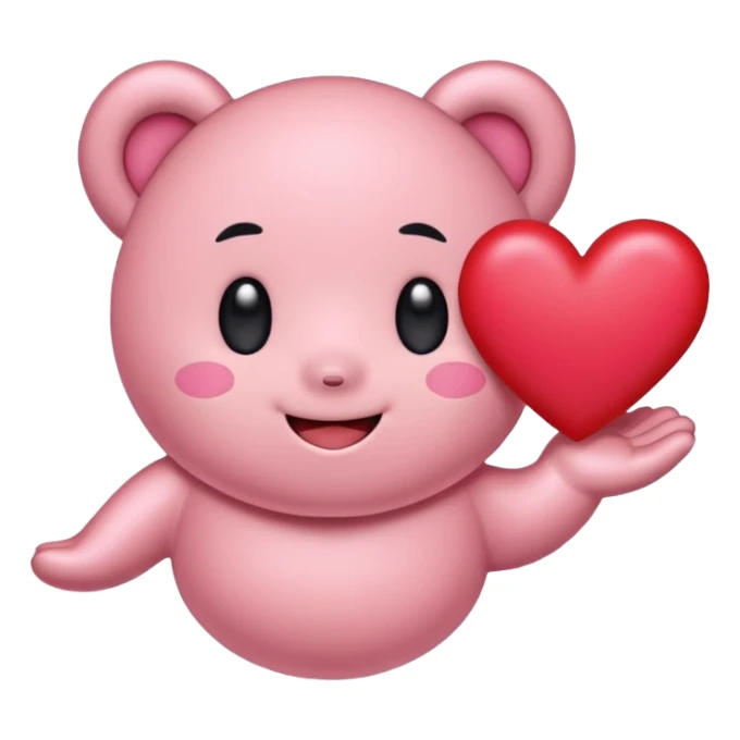 create a chibi sticker of Kirby smiling with a heart in his hands sticker