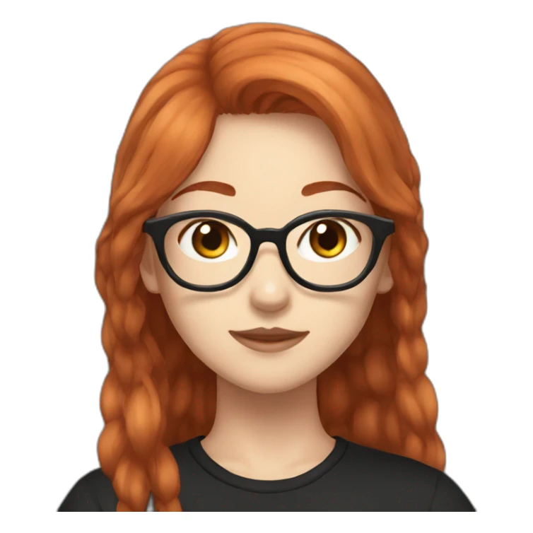 girl otaku redhead with glasses and black shirt sticker
