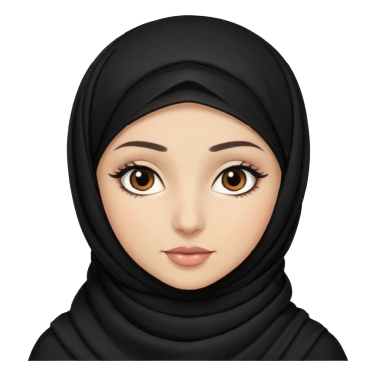 half hijab with dark brown eyes and long lashes with and light  skin sticker