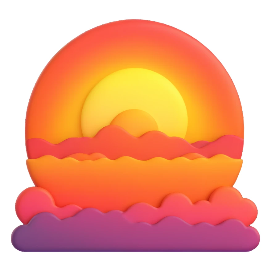 A 3D emoji of a sunset sticker
