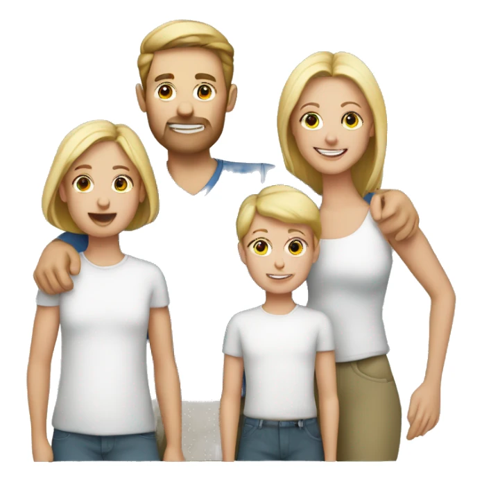 White Family with 3 kids eldest boy 2 girls sticker