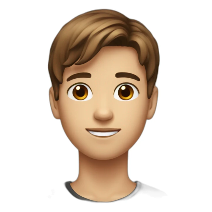 A 14 years old kid with cut brown hair with black eyes sticker