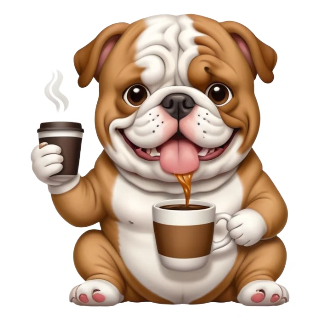 English bulldog waiting and drinking coffee sticker