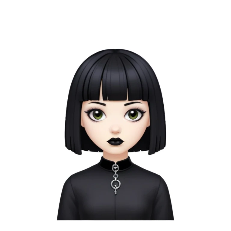 Goth girl with black bob micro bang haircut sticker