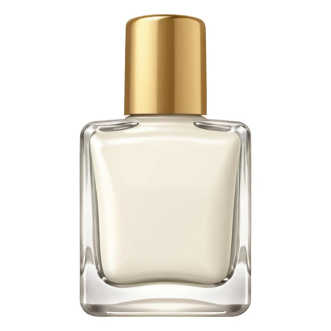 White nail polish in a square bottle with gold lid  sticker