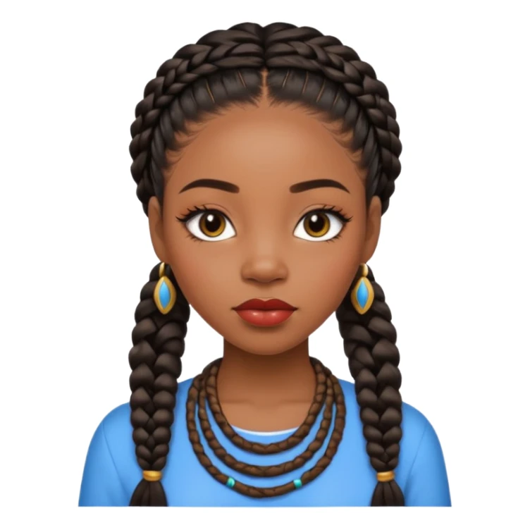 Black girl with Fulani braids long lashes lipgloss and really pretty sticker