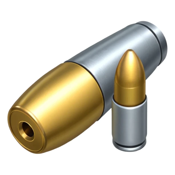 a single gun bullet sligly ratated to the right side sticker