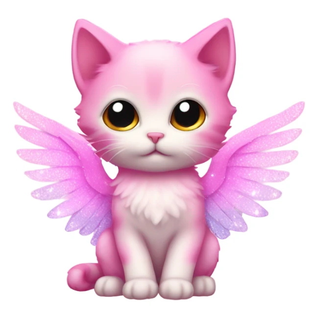 Pink ombre sparkly kitten with angel wings  sticker