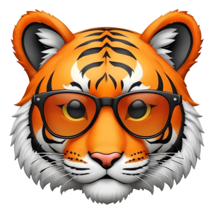tiger face with deal with it sunglasses dropping down for Twitch emote sticker
