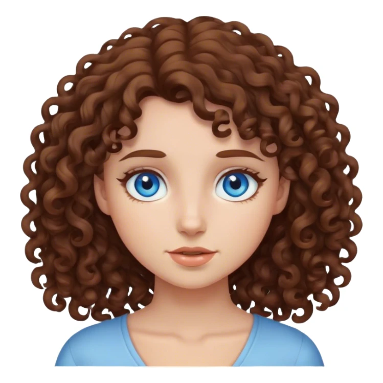 curly girl blue eyes and brown hair sticker