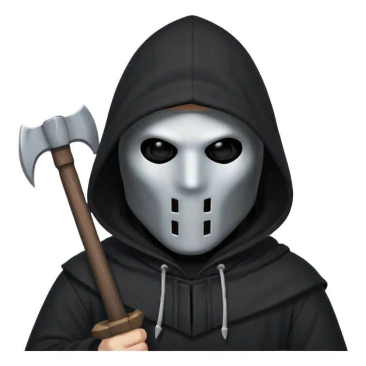 an executioner with a black hood/sheet on his face so we can't see his face but only his eyes and an axe in his hand sticker