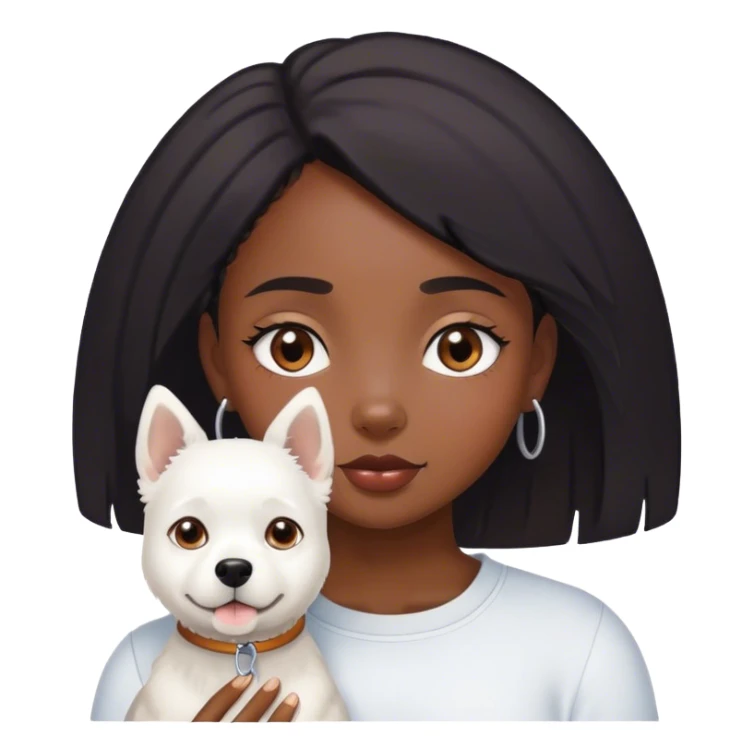 black girl with a white dog sticker