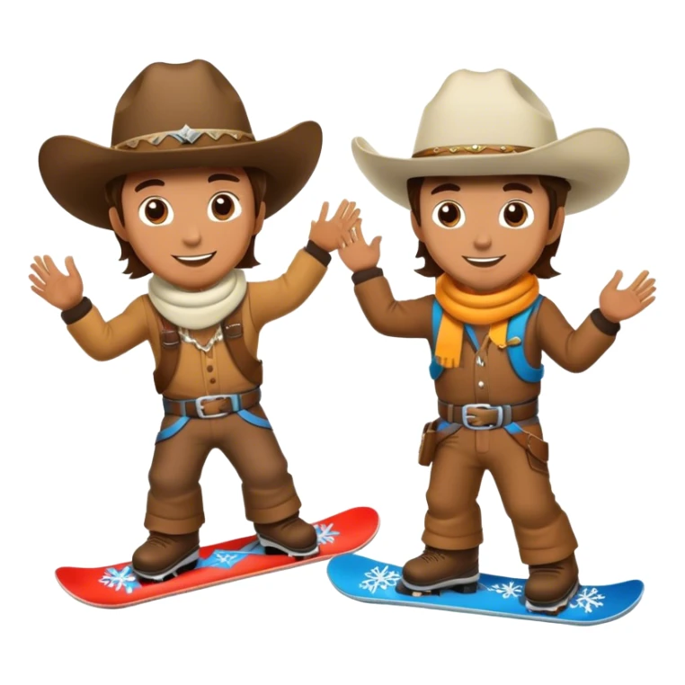 2 cowboys snowboarding birthday  sticker