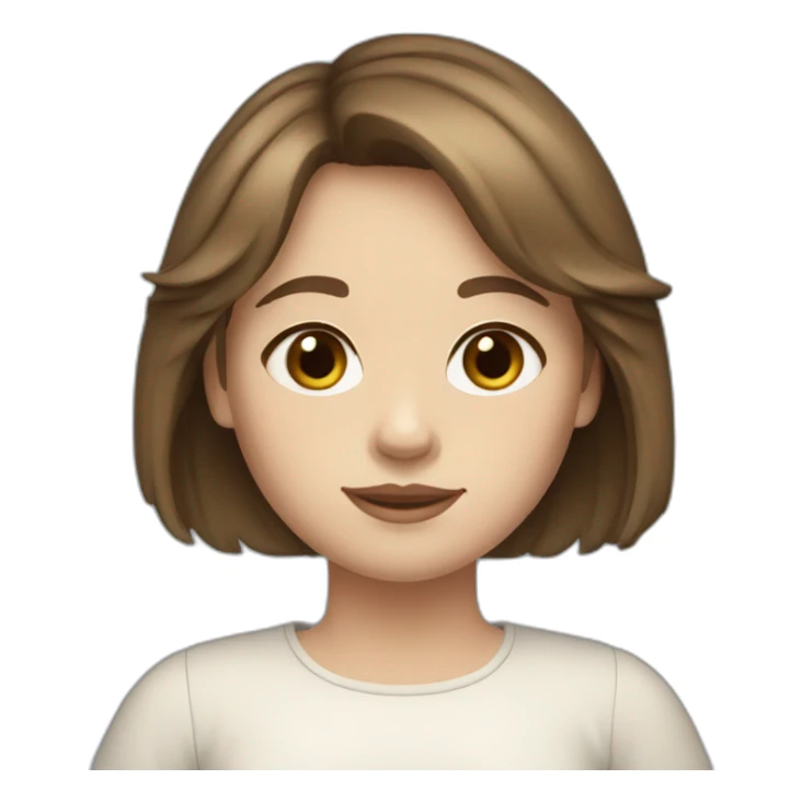 brown haired girl with curtain bangs, really light skin, blue eyes sticker