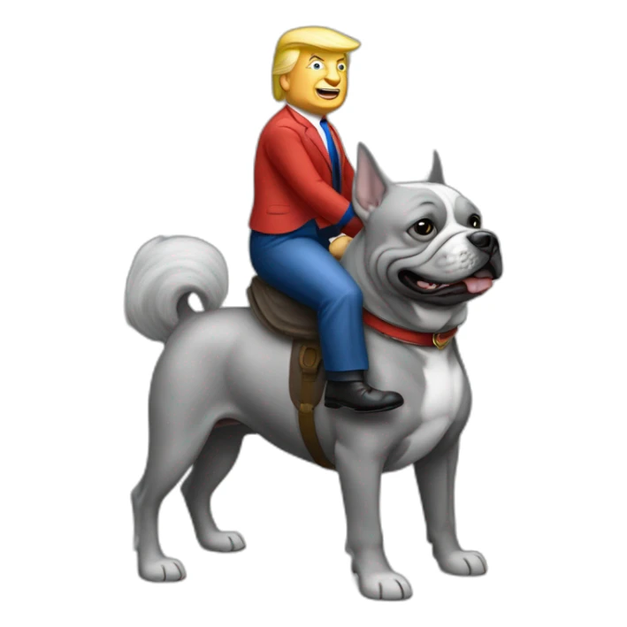 trump rides a grey french buldog sticker