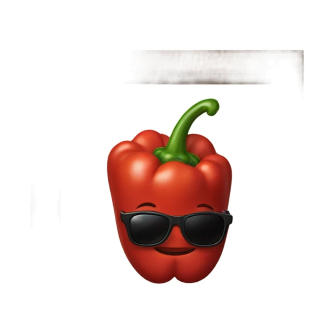 Red pepper with Mantel and sunglasses and necklace sticker