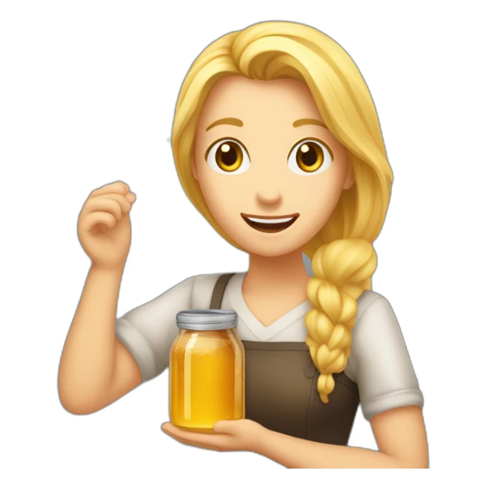 88 / 5 000 Résultats de traduction Résultat de traduction a blonde person with dust in their hair and a jar of honey in their hand sticker