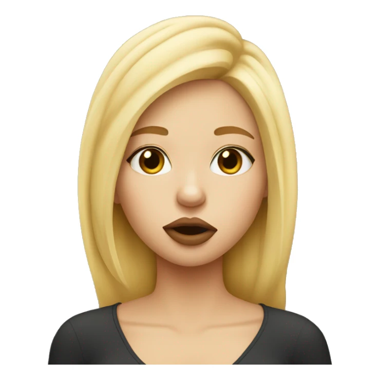 Blonde girl puckering lips sticker