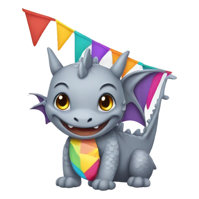 Gray Dragon covered in colorful bunting sticker