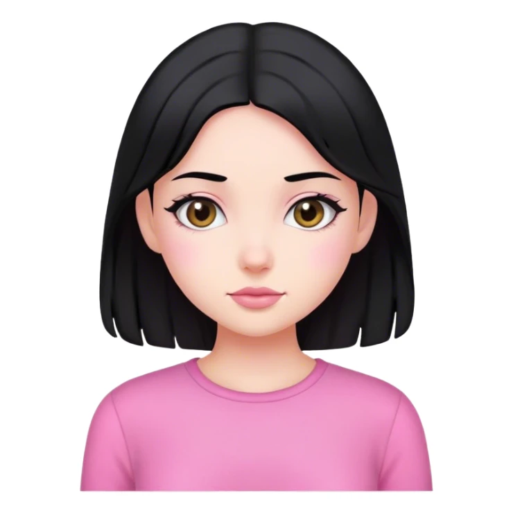 pretty girl black hair sitting down pink clothes sticker