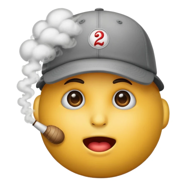 emoji with baseball cap, exhaling smoke sticker