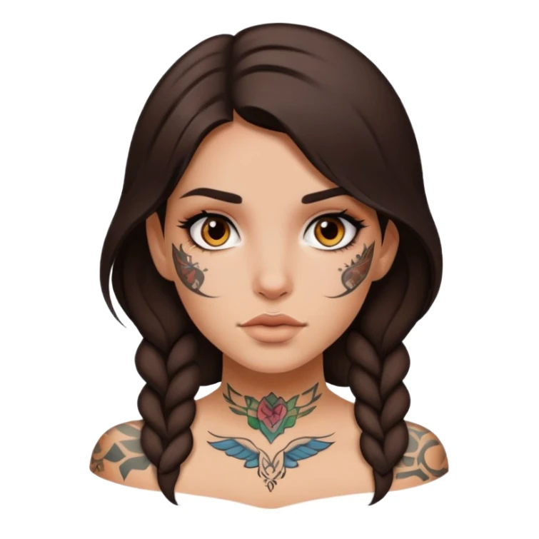 face tattooed brunette girl sticker