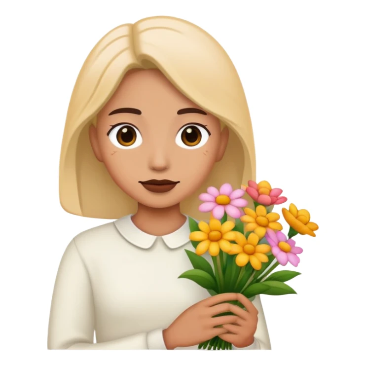 emoji amoureux qui tient des fleurs  sticker