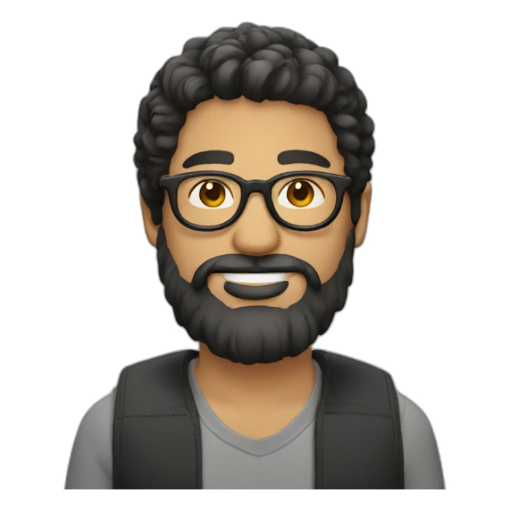 Guy with round glassses and dark hair and beard sticker
