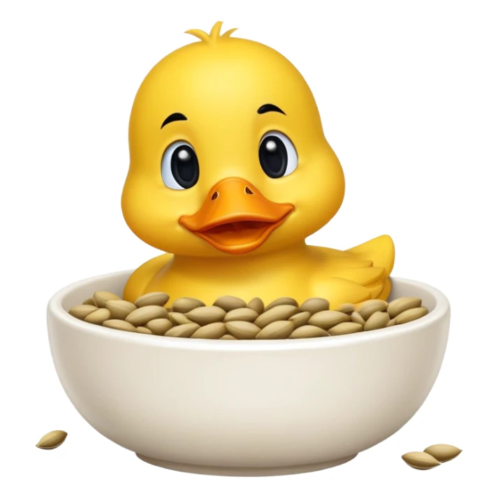 a yellow duck eating sunflower seeds from a bowl sticker