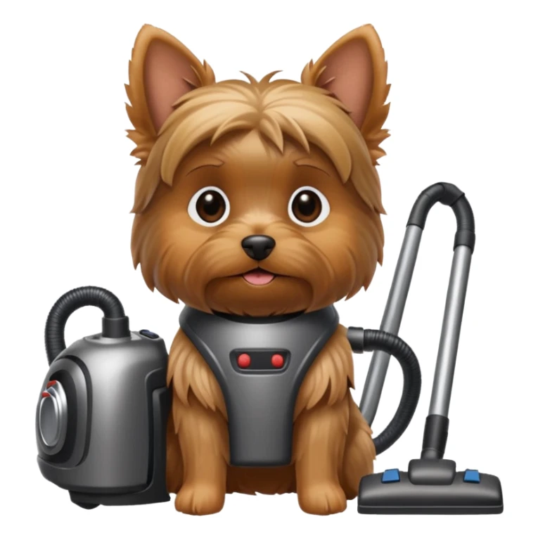 Yorkie with a vaccum sticker
