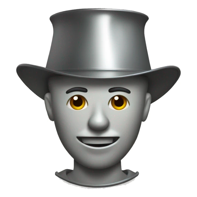 Man made of tin with axe and funnel hat sticker