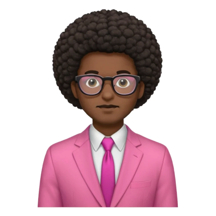 afro hair man pink suit glasses sticker