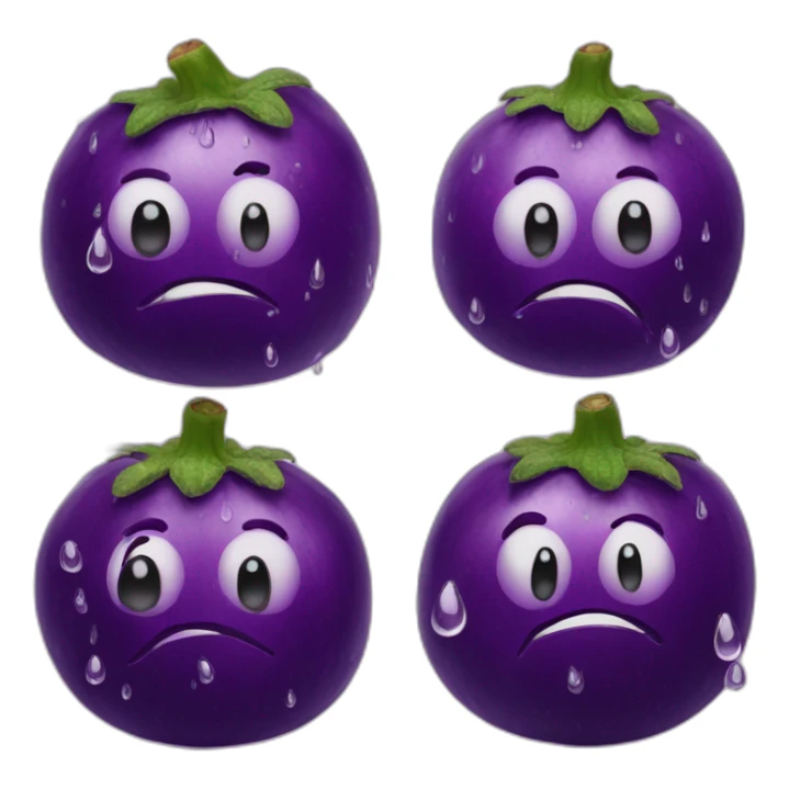 smirky eyes on eggplant with water droplets sticker
