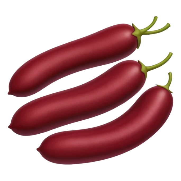 3 to 5 kidney beans, loosely grouped, smooth and shiny, deep red-maroon, curved kidney shape, slight size and hue variation, dry and firm, 3D clean style, transparent background, optimized for emoji size sticker