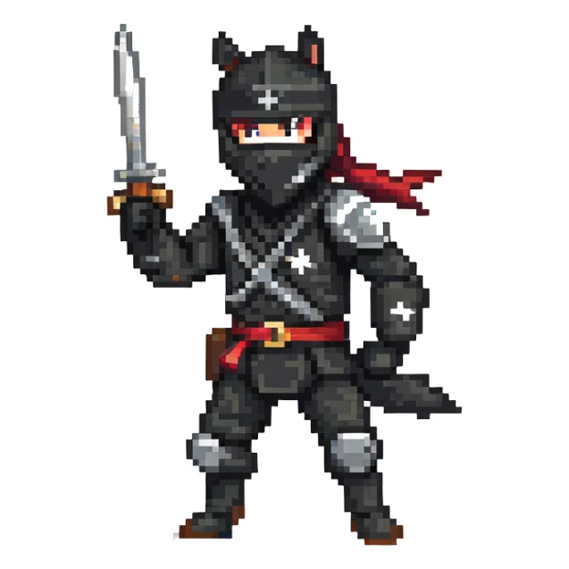 Ninja horse, black ninja outfit, throwing star, stealthy pose sticker