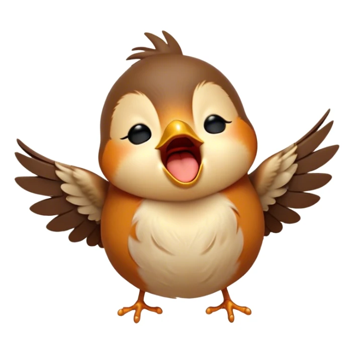 Cinematic Cute Yawning Robin Portrait Emoji, Head tilted slightly with a dramatic, wide-open yawn, showcasing a small, softly feathered body with gently drooping wings and sleepy, half-closed eyes, Simplified yet irresistibly adorable features, highly detailed, glowing with a soft, cozy glow, high shine, relaxed yet expressive, stylized with a dash of whimsical woodland charm, soft glowing outline, capturing the essence of a drowsy yet affectionate robin that appears ready to stretch out for a nap! sticker