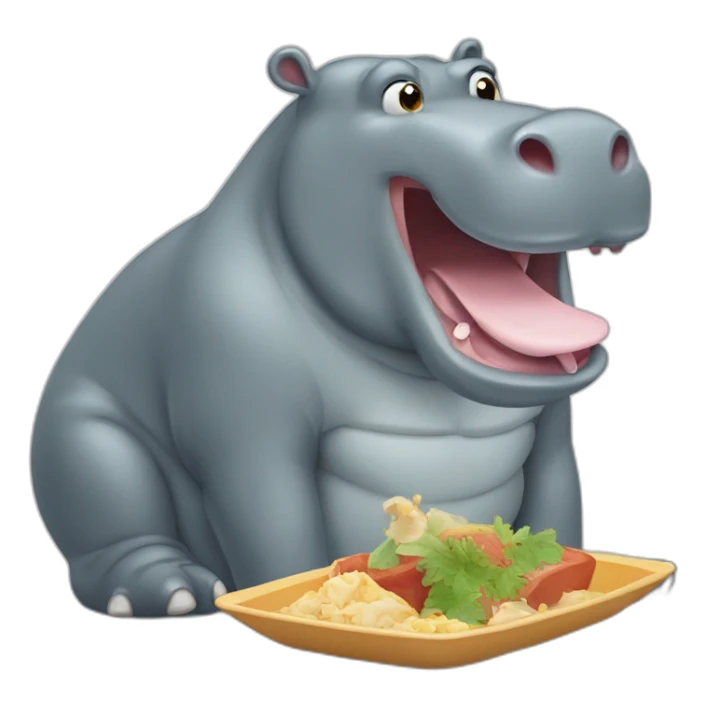 Hippopotamus eating food sticker