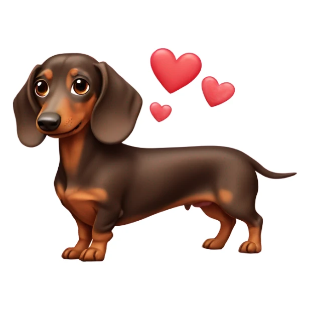 Dachshund with hearts sticker
