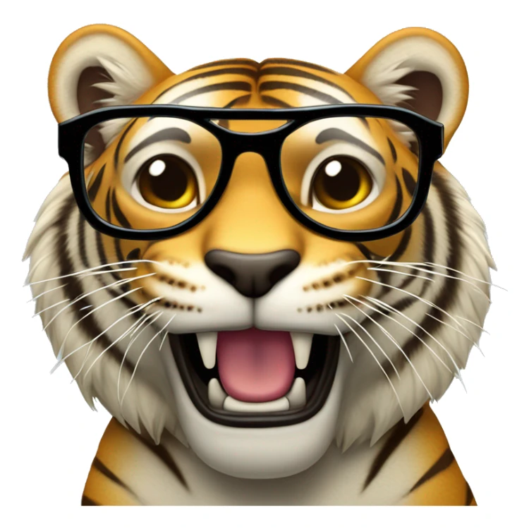 Tigre dientes de sable con un celular gafas insanas y audifonos sticker
