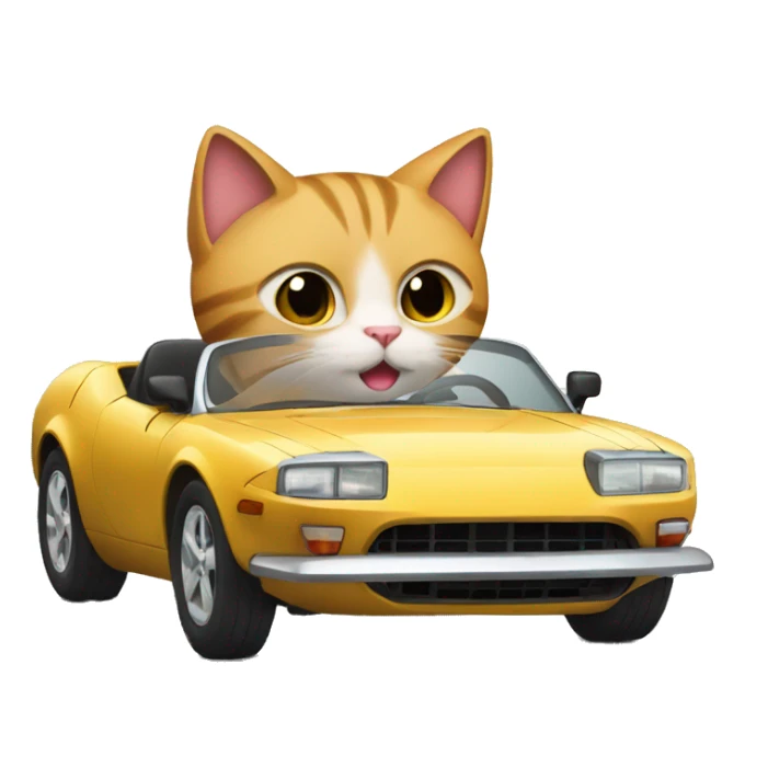 Cat driving a sports car and car number is GPT sticker