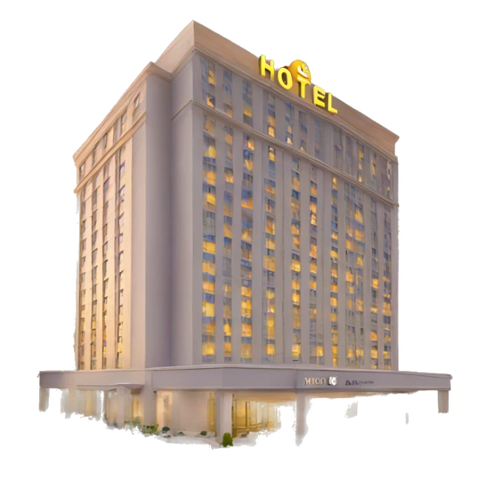 5 starts hotel building with sign “hotel” sticker