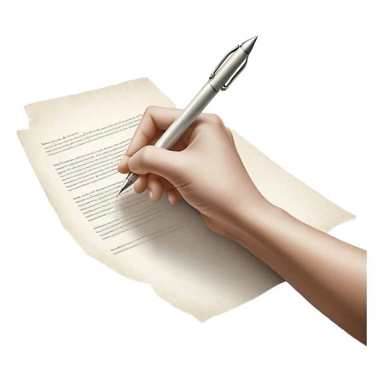 A glowing, slightly transparent hand—representing the future self—emerges from a piece of paper, offering a pen to the present self. The present self’s hand, solid and real, reaches out to take it, symbolizing the moment of choosing action over procrastination, guided by the future self’s wisdom. sticker