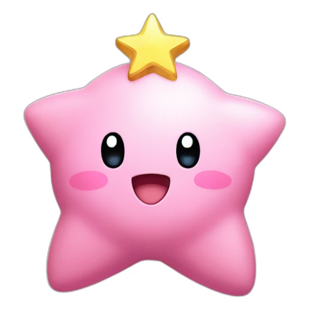 clean cute happy Kirby with a golden star emote sticker