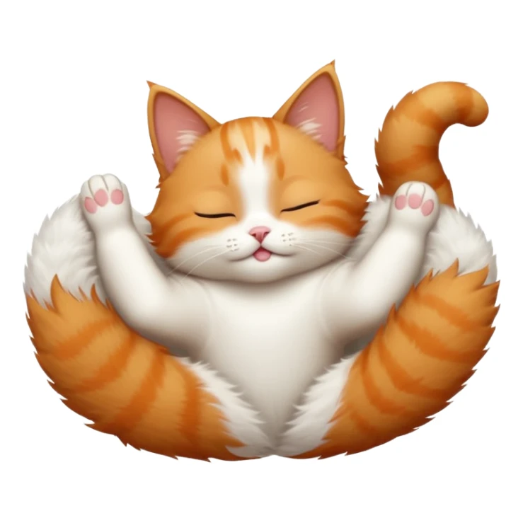 ginger and white small cat in funny positions upside down with eyes closed sticker