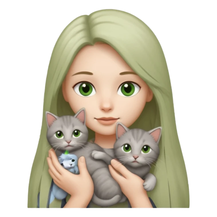 make it with greener eyes and straight long hair with grey kitten sticker