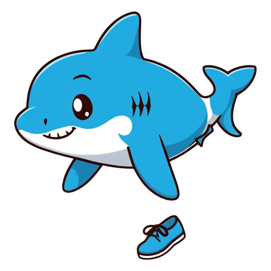 cute little shark wearing blue shoes sticker