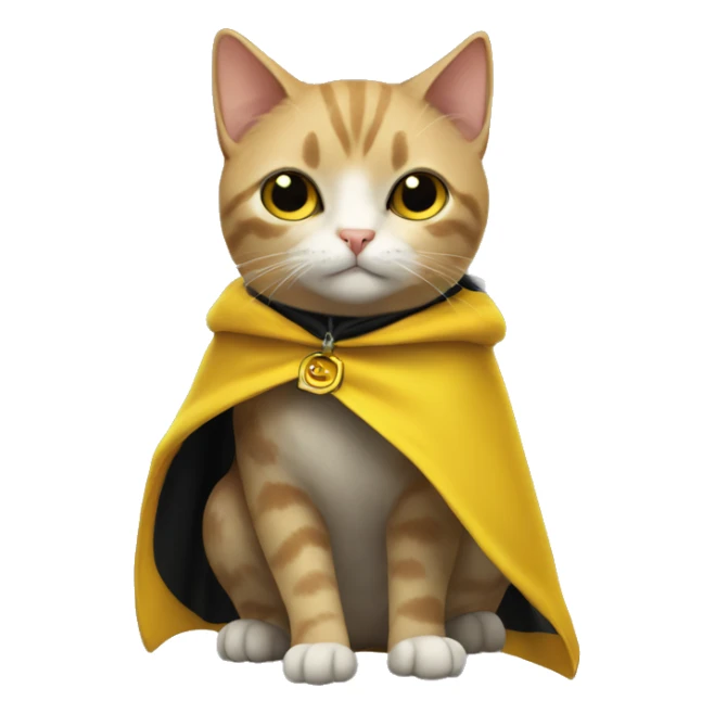 A cat in a black and yellow cape, Lovable sticker