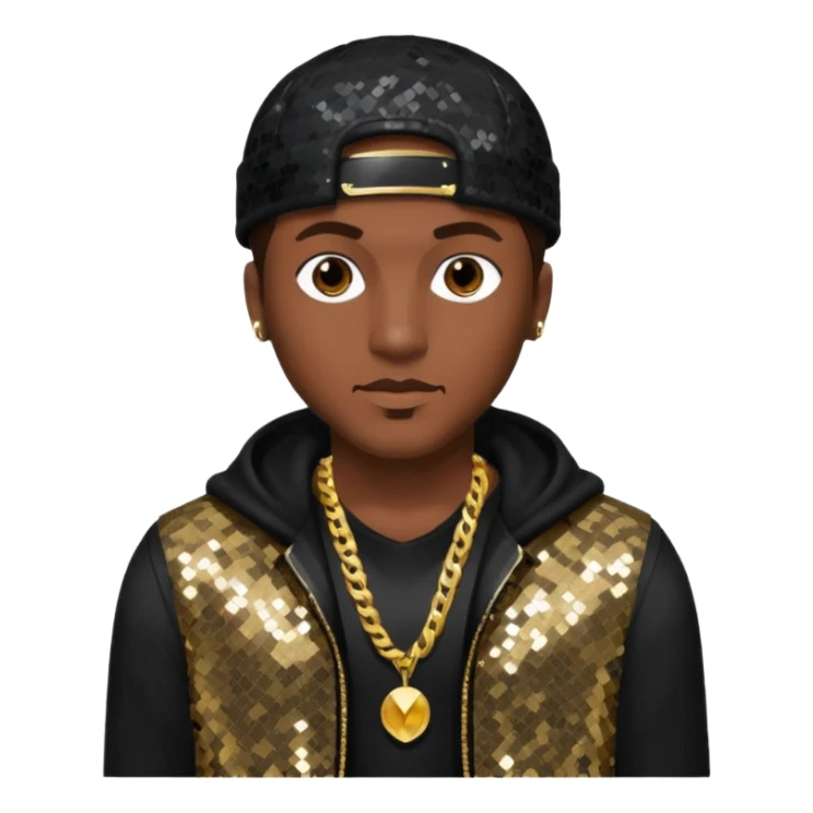 Mystikal, Rapper with dark brown hair, black sequin outfit sticker