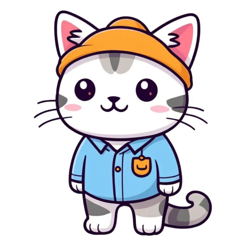 Cat wearing a shirt with a hat  sticker