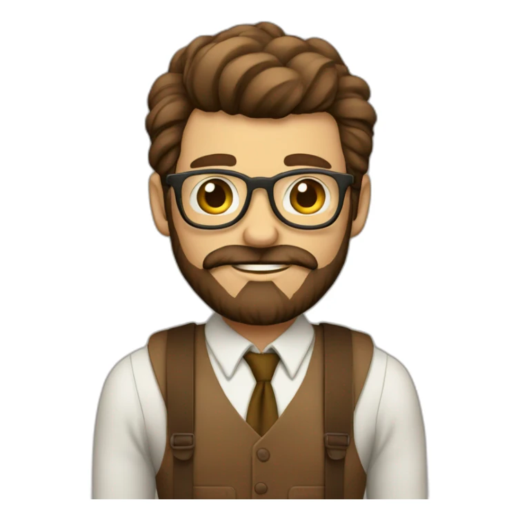 hombre con barba hipster y pelo castaño sticker